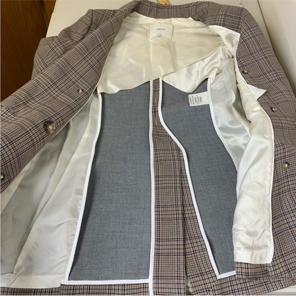 Aritzia Wilfred Margaux Academia Plaid Check Double Breasted Blazer Size 2 - Picture 6 of 10